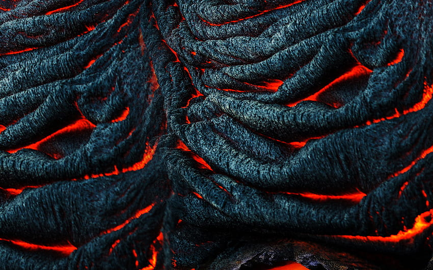 Горяща лава, макро, текстура на лава, нажежена лава, черен фон, лава за с разделителна способност. Високо качество, черна лава HD тапет