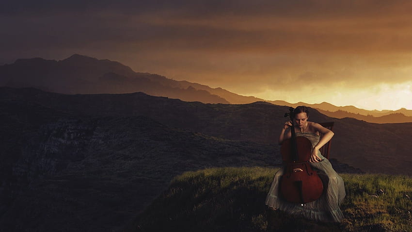 mulheres, paisagem, violoncelo / e móvel papel de parede HD