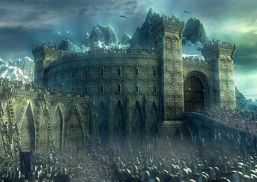 L'assedio, le mura, le scale, le armature, le armi, la fantasia, la battaglia, l'esercito, il castello, i guerrieri Sfondo HD