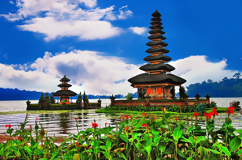 Endonezya Bali Tapınağı Pura Ulun Danu Bratan - Çözünürlük: HD duvar kağıdı