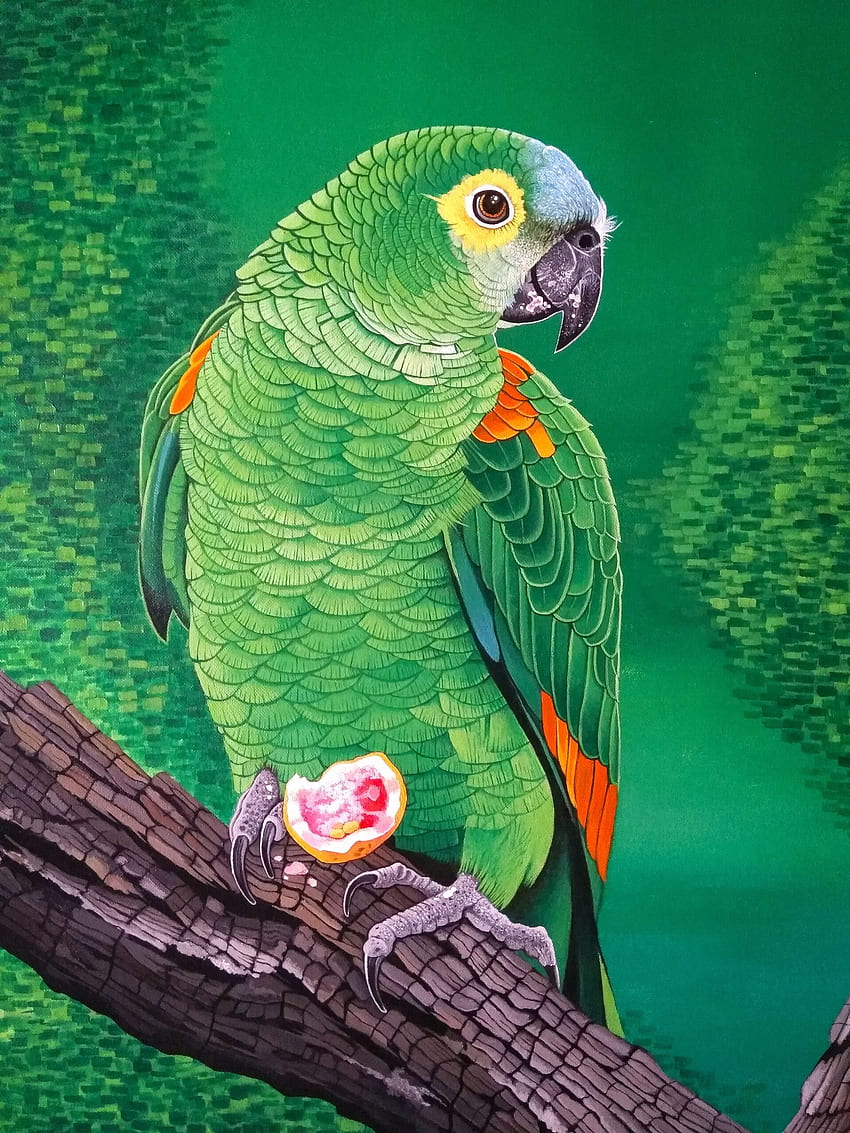 Art, Parrots, Bright, Bird, Branch, Macaw HD phone wallpaper