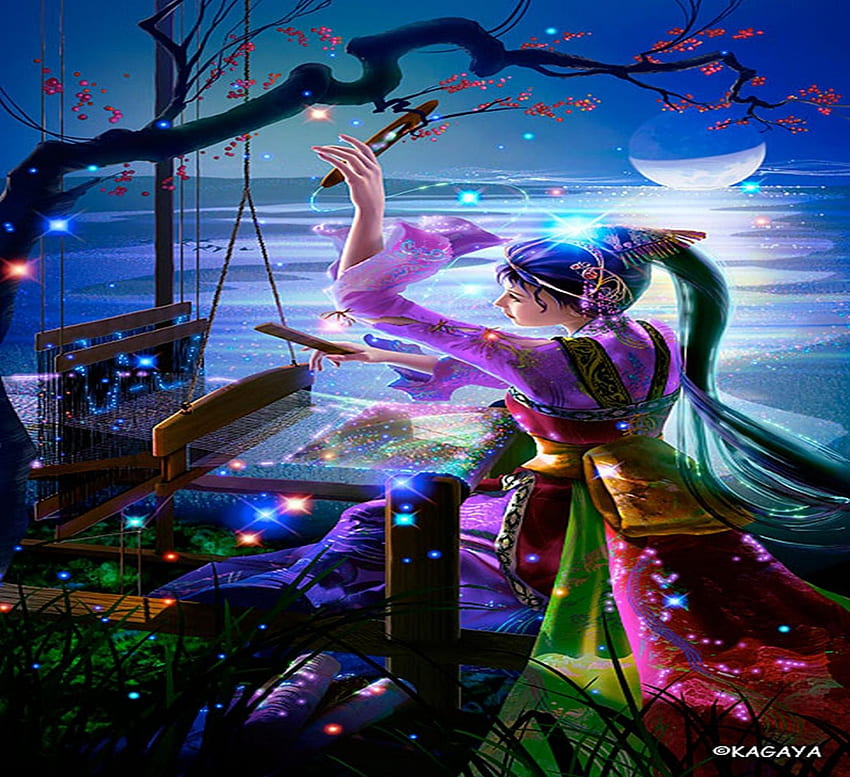 Vega, Nacht, Original, Kunst, Kagaya, orientalisch HD-Hintergrundbild