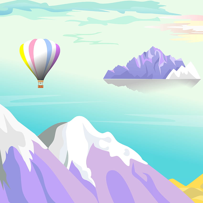 Landscape, Art, Mountains, Vector, Balloon HD phone wallpaper