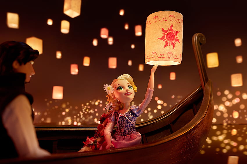 Tangled Scene: Rapunzel and Her Floating Lantern HD wallpaper