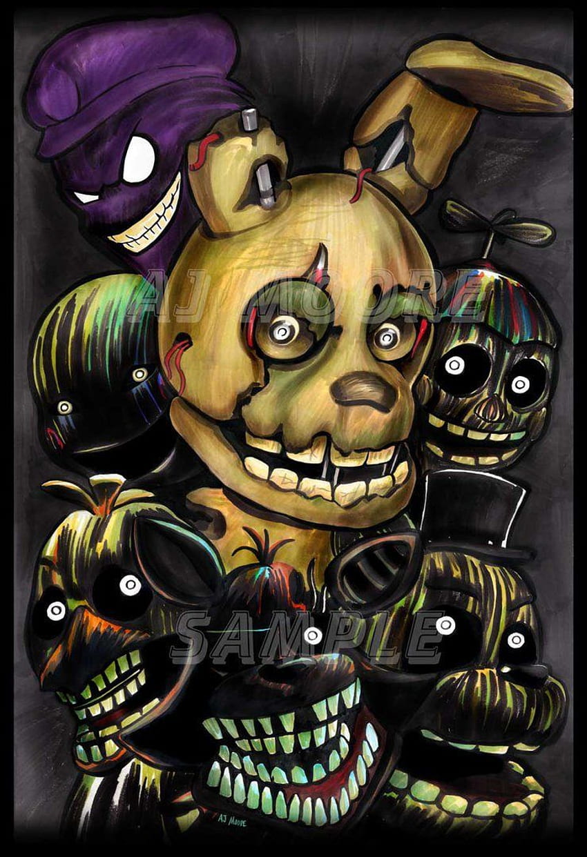 Phantom Animatronics' - Five Nights at Freddy's 3 Por el artista AJ Moore Medio: Marcadores (Prisma) Tamaño: fondo de pantalla del teléfono