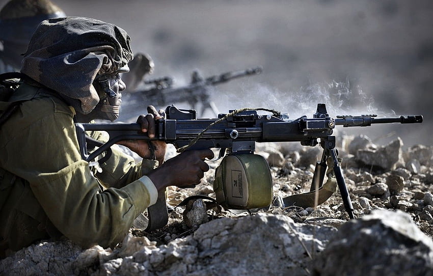armia, żołnierze, karabin maszynowy, Izrael, Obrona Izraela, IDF Tapeta HD
