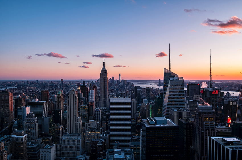 Градски пейзаж, вечер, сгради, Ню Йорк HD тапет
