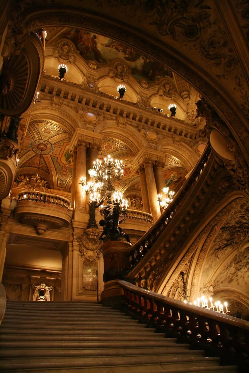 パリのオペラ座。 驚くべき詳細。 パリのオペラハウス, 城の美学, 建築 HD電話の壁紙