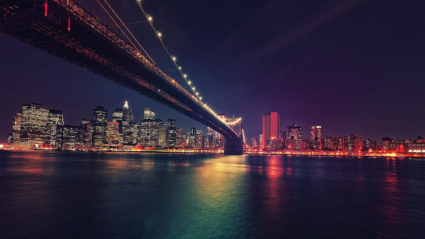 ブルックリン橋 - イーストリバー、ブルックリンブリッジ、建築、ニューヨーク市、イーストリバー、マンハッタン、川 高画質の壁紙