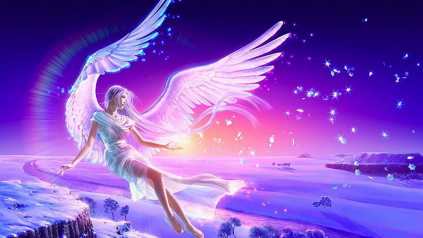 Anime Girl Flying Angel Wings Sky Scenery 4K Wallpaper iPhone HD Phone #810i