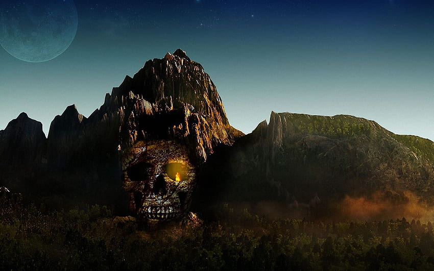 Pirate, island, Skull - background HD wallpaper