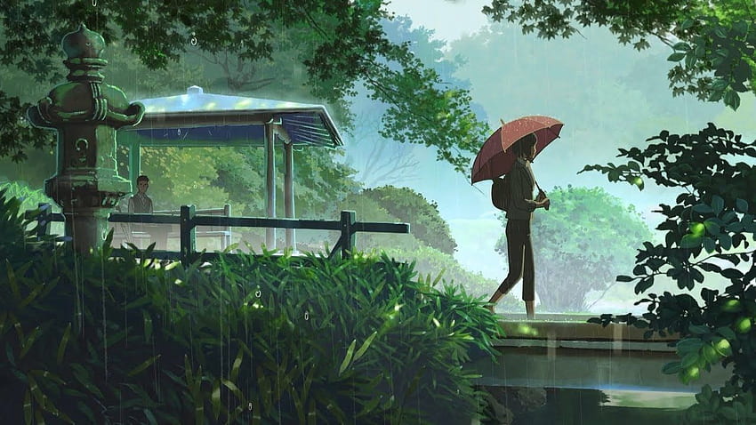 Hujan Damai - , Latar Belakang Hujan Damai di Kelelawar, Anime Santai Wallpaper HD