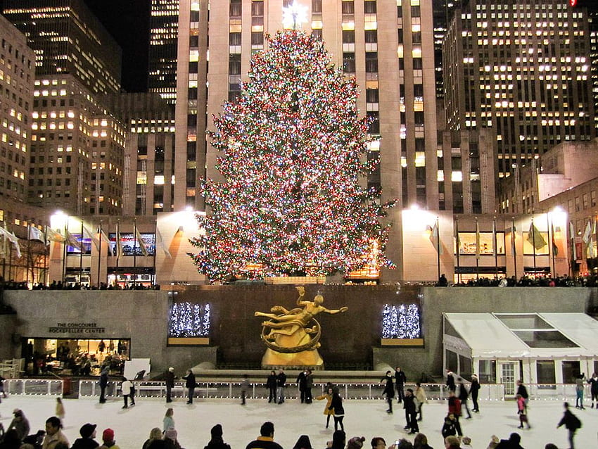 Rockefeller Center'ın Noel Ağacı ve Buz Pateni - Midt HD duvar kağıdı