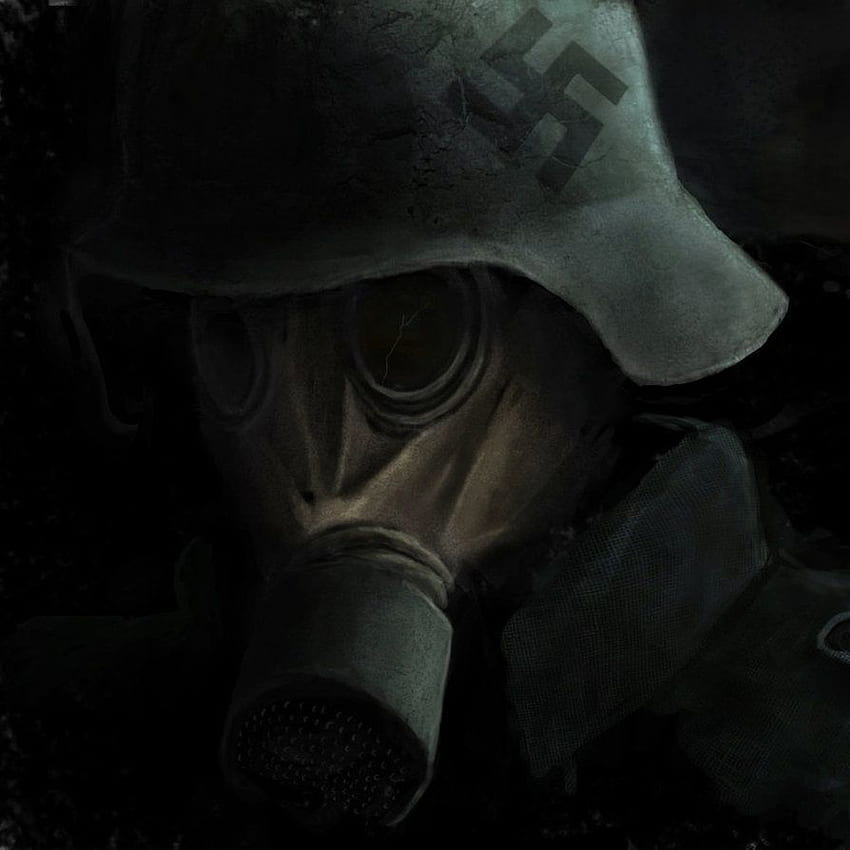 Scary Gas Mask Nazi con máscara de gas, Impresionante máscara de gas fondo de pantalla del teléfono