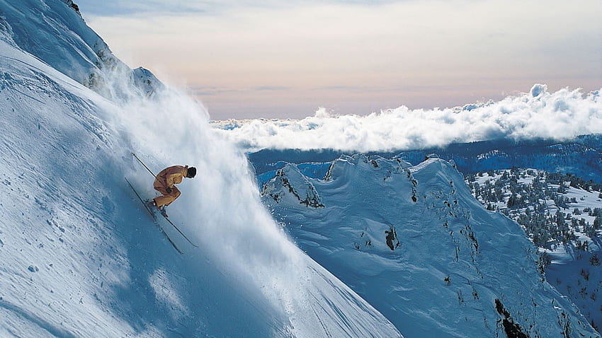 Deportes extremos de esquí en polvo inspirador fondo de pantalla