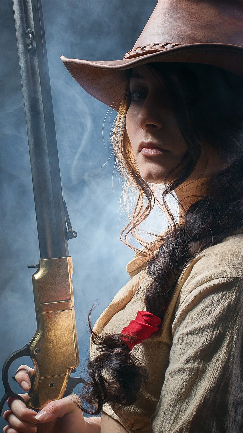 Wild West Girl, ปืนไรเฟิลในมือ, คาวบอย - Wild West -, คาวบอยตะวันตก วอลล์เปเปอร์โทรศัพท์ HD