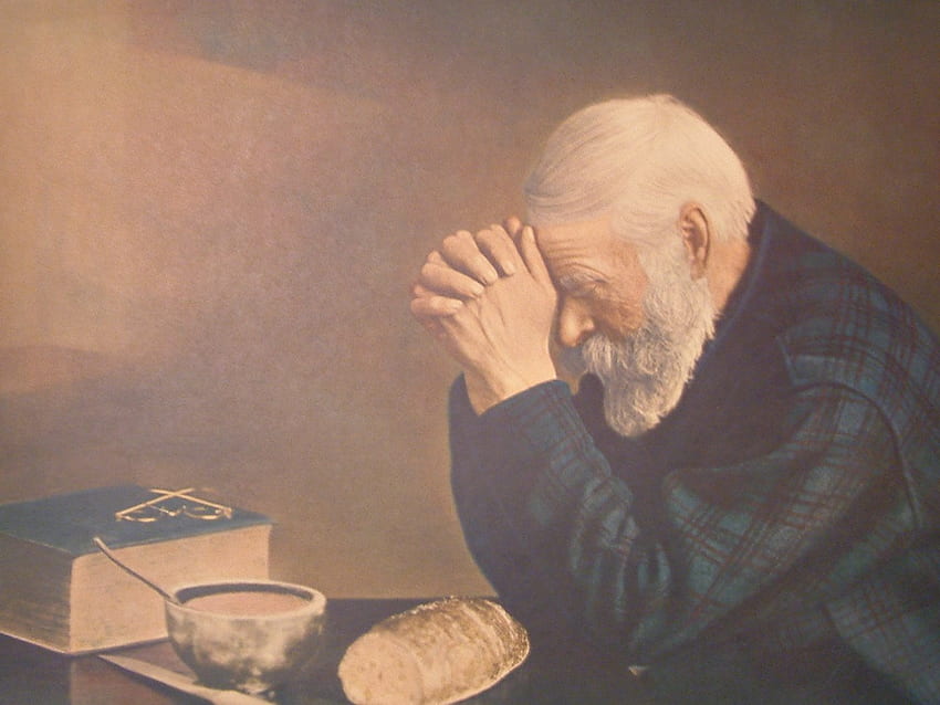 Mani in preghiera pittura - uomo anziano che prega Sfondo HD