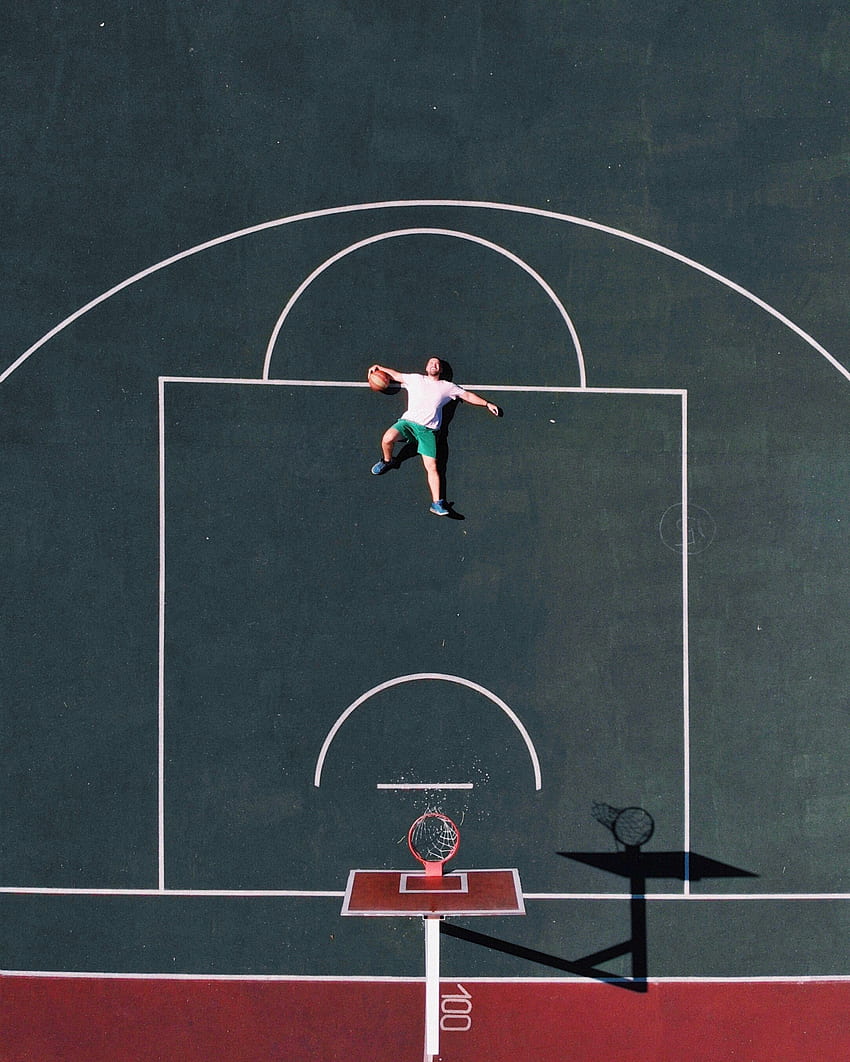 Sport, Basketball, Ansicht von oben, Spielplatz, Plattform, Basketballspielplatz, Basketballplatz, Basketballspieler HD-Handy-Hintergrundbild