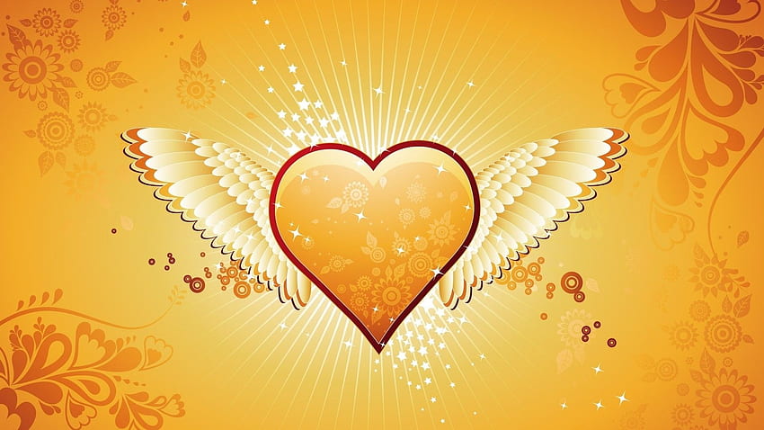 abstract, love, orange, hearts HD wallpaper