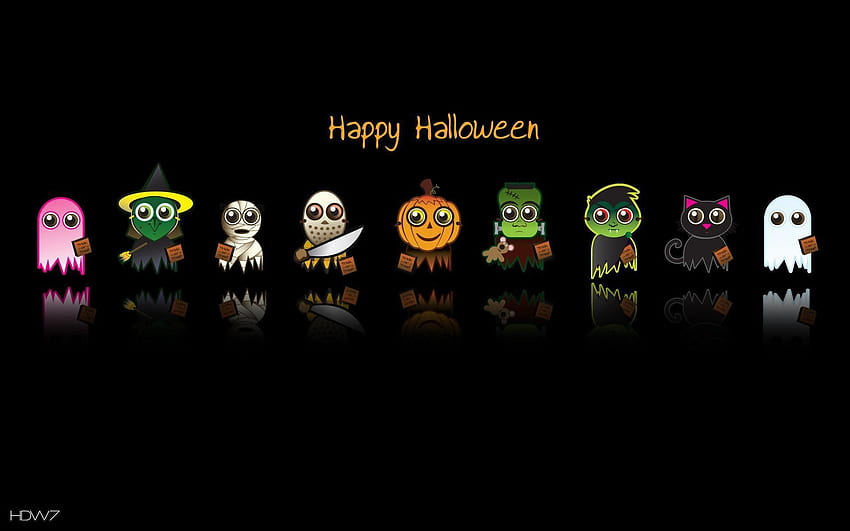 happy halloween funny characters pumpkin ghost vampire zombie holiday. gallery HD wallpaper