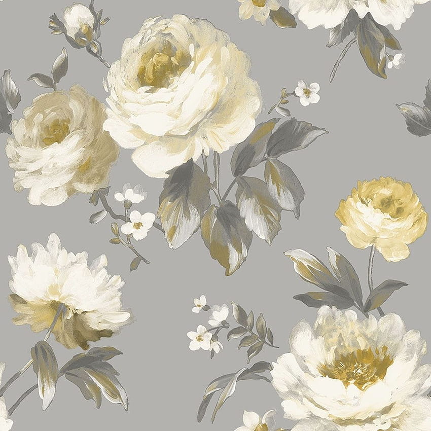 I Love Painterly Floral Grey - from I Love UK, Gray Floral HD phone wallpaper