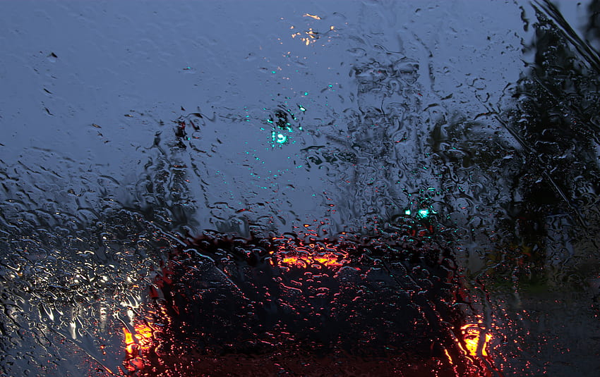 Pioggia, gocce, macro, sfocatura, liscio, vetro Sfondo HD
