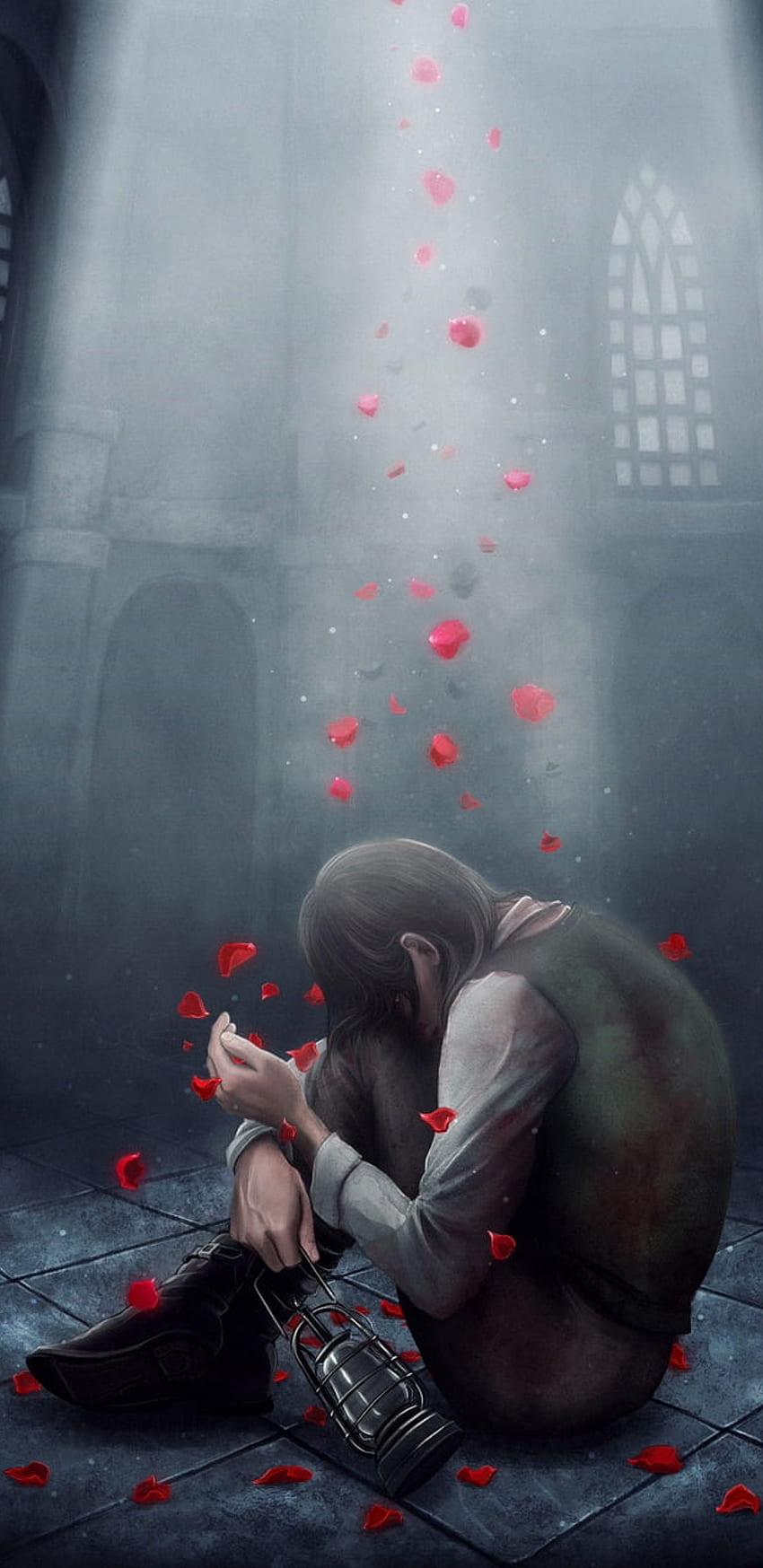 Broken, red, art, cage, castle, heartbroken, sad HD phone wallpaper