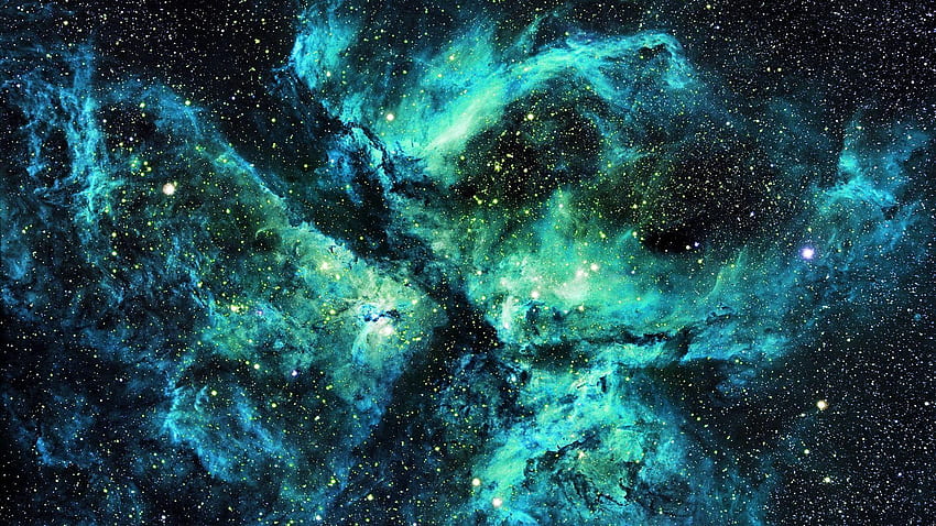 Galaxia verde, galaxia verde y azul fondo de pantalla