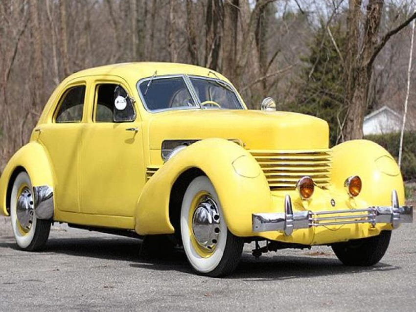 1937 コード 812 スーパーチャージャー、スーパーチャージャー、車、黄色 高画質の壁紙