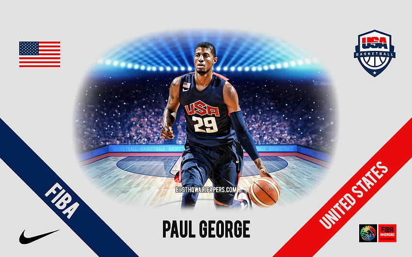 Paul George, equipo nacional de baloncesto de los Estados Unidos, Jugador de Baloncesto Estadounidense, NBA, retrato, EE. UU., Baloncesto fondo de pantalla