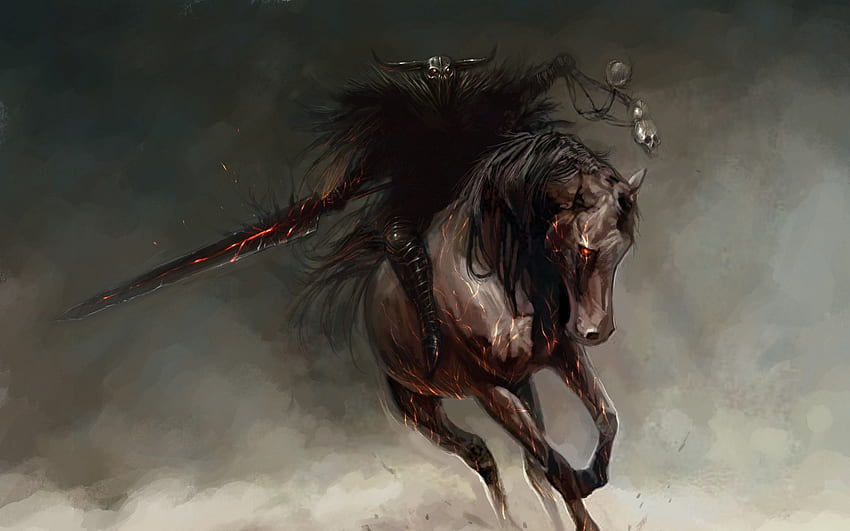Fantasy Monster, Demon, Sword, Horse, Artwork, The Rider for MacBook Pro 17 inch HD wallpaper