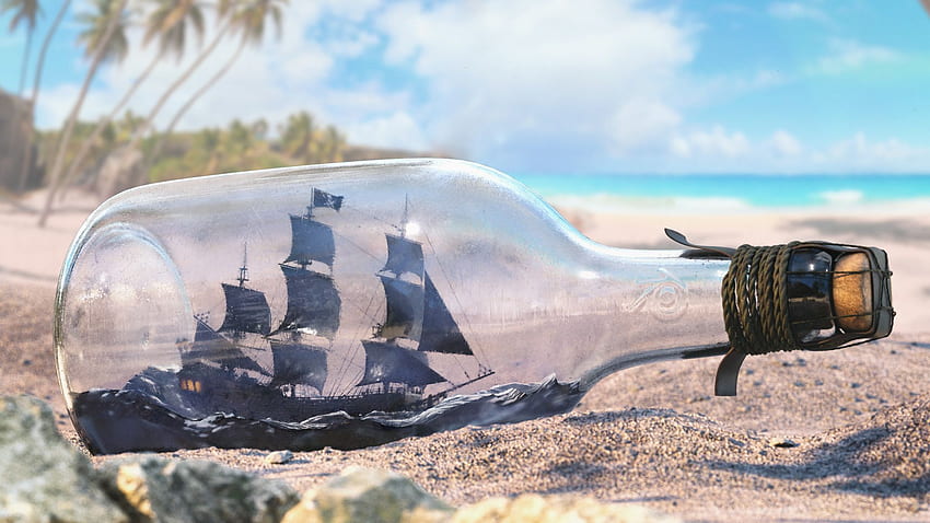 Black Pearl, Ship in a Bottle HD wallpaper