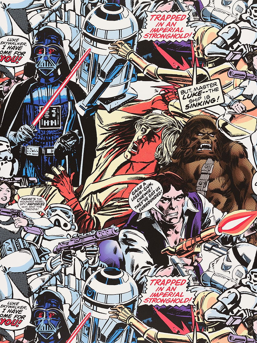 colorato cartone animato retrò di Star Wars Graham & Brown Tapete Sfondo del telefono HD