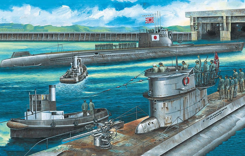 Kapal selam, Jerman, Jepang, U, Angkatan Laut Jepang Wallpaper HD