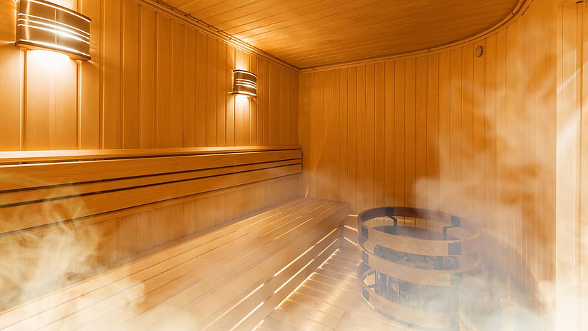 Sauna. Wellnesseinrichtungen im Precise Resort Marina Wolfsbruch HD-Hintergrundbild