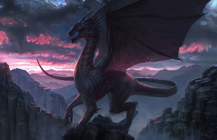 Fantasy, Art, Rock, Dragon HD wallpaper