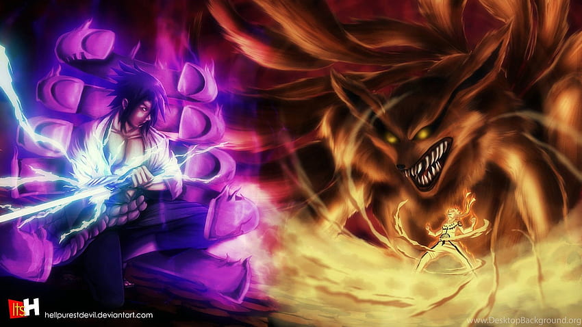 Sasuke Susanoo Vs Naruto Kyuubi Background, Kyuubi Susanoo HD wallpaper