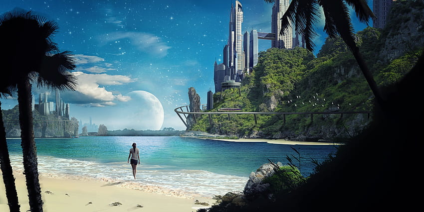 Matte Painting, Space, Futuristic, Beach, Sea / and Mobile Background HD  wallpaper | Pxfuel