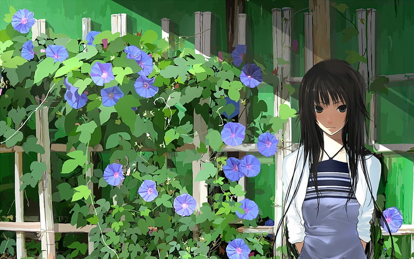 Flower Garden, chica, anime, flor. fondo de pantalla