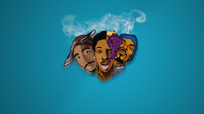 : illustration, music, hip hop, blue, 2Pac, Snoop Dogg, Wiz Khalifa HD wallpaper