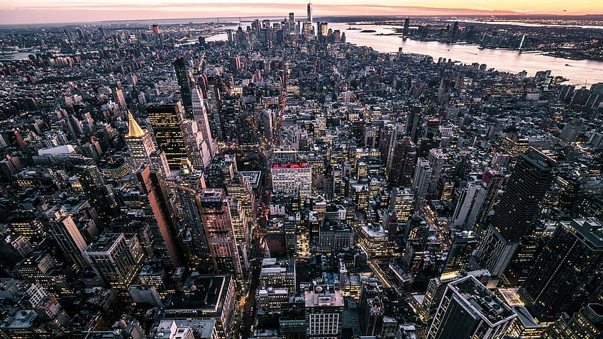 new york, usa, city, top view, Aesthetic New York City HD wallpaper