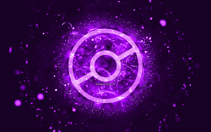 Pokemon Go violet logo, , violet neon lights, creative, violet abstract background, Pokemon Go logo, online games, Pokemon Go HD wallpaper