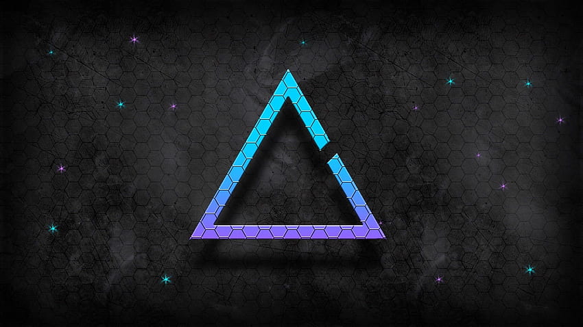 Logo segitiga biru dan ungu, segitiga, segi enam, bintang Wallpaper HD