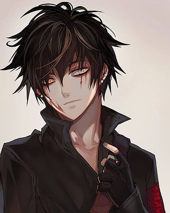 Premium AI Image | serious anime boy with dark hair wearing glasses in a  jacket in the city