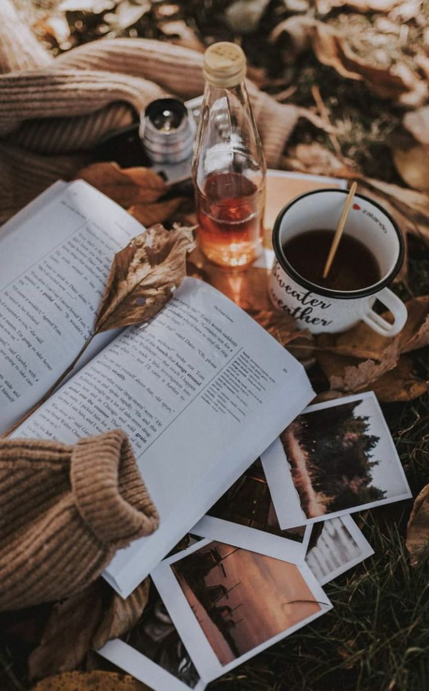 Listopad. Craft Coffee, doskonałe słowa i odcienie różowego złota. Jesień, książka, jesienna grafika Tapeta na telefon HD