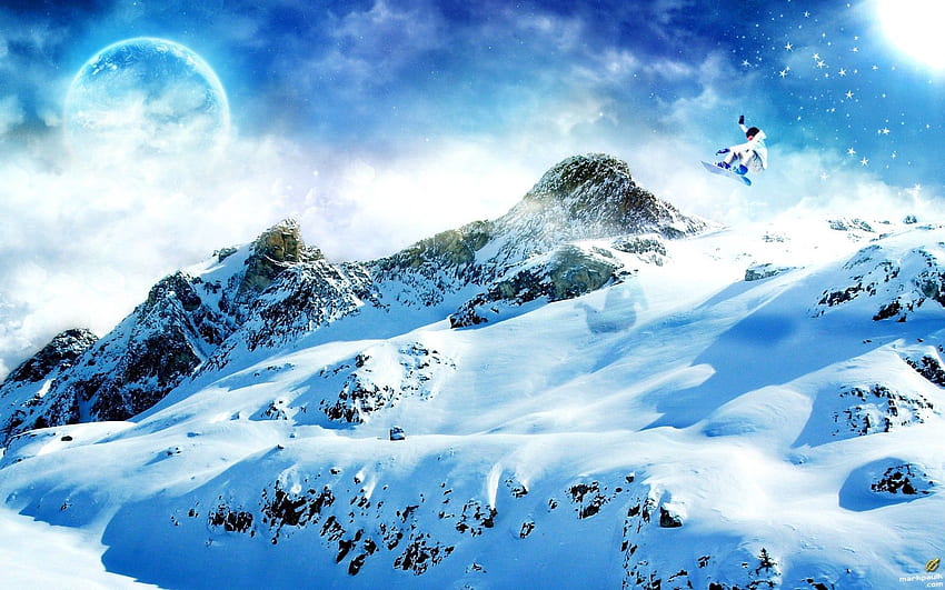 Sports, Mountains, Snow, Snowboard HD wallpaper