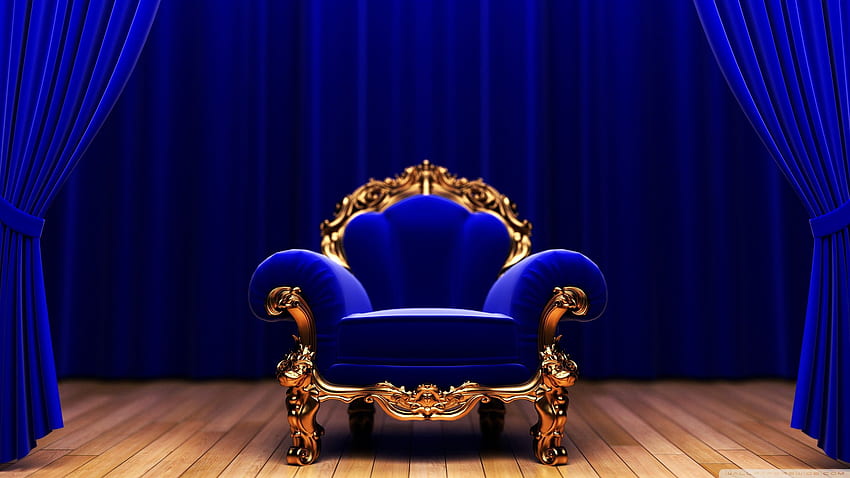 Poltrona Re. Blu reale, sedia del trono Sfondo HD