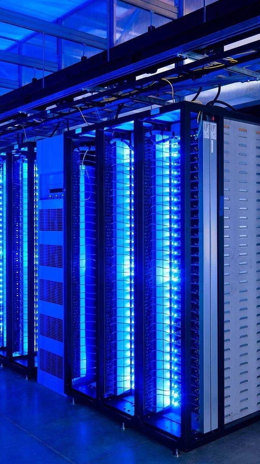 Superkomputer, pusat data, cahaya biru Q wallpaper ponsel HD