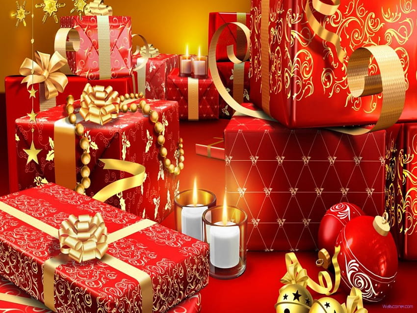 Decorações de presentes de natal, decorações, feriados, presentes, natal papel de parede HD