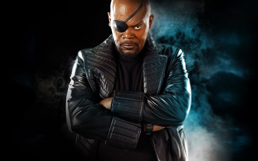 Samuel L. Jackson, Nick Fury, bende sugli occhi, braccia incrociate Sfondo HD